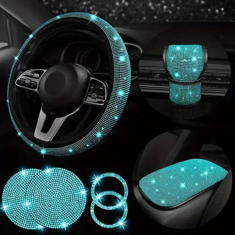 Reflective multicolor diamond steering wheel cover