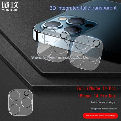 Premium Tempered Glass Lens Protector for iPhone 15/14/13/12/11 - Full Coverage 3D with Glow Ring