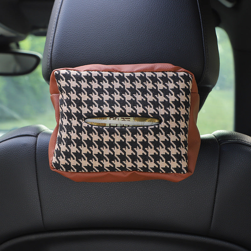 chic leather car tissue case multifunctional close-up view