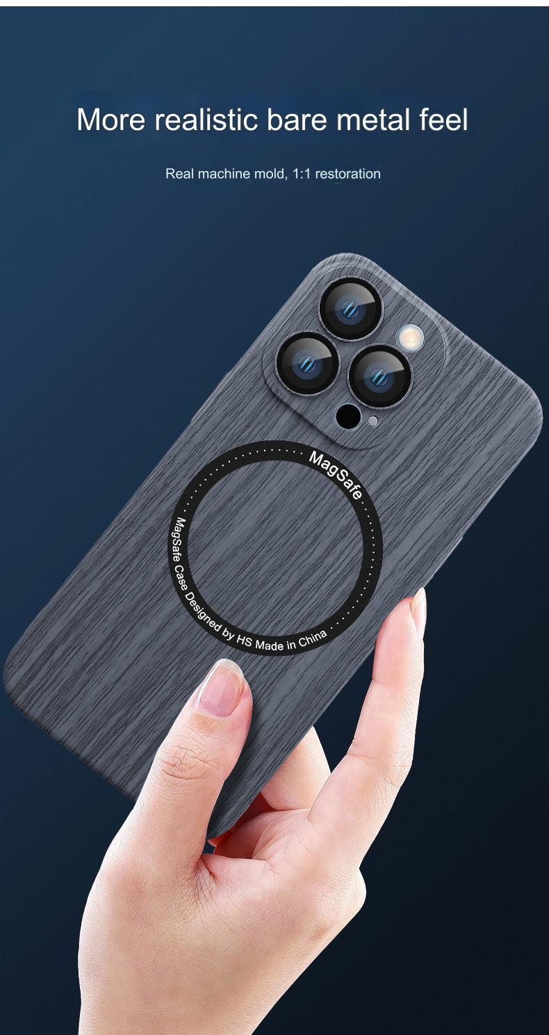 Wood Grain Magnetic iPhone Case for iPhone 15, 14, 13 & 12 - Shockproof, Anti-Fingerprint Protection