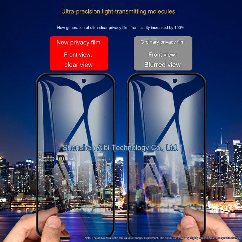 Premium Privacy Tempered Glass Screen Protector for iPhone 15/15 Pro - Full Coverage Anti-Spy Film