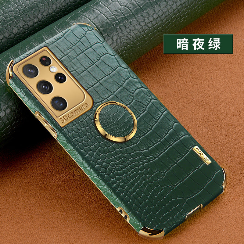 Premium Crocodile Leather Phone Case for Samsung S22 Ultra - Magnetic, Drop-Resistant & Stylish Design