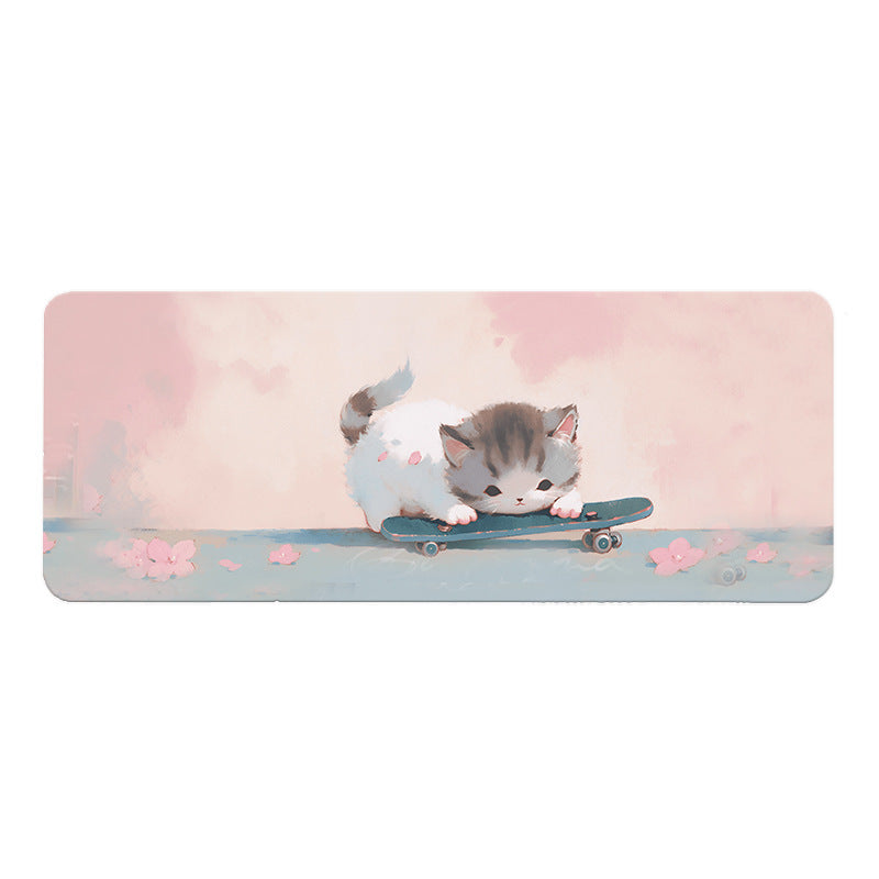 Cute Cat-Themed Non-Slip Gaming Mouse Pad - Large Desk Mat for Office and Home Use