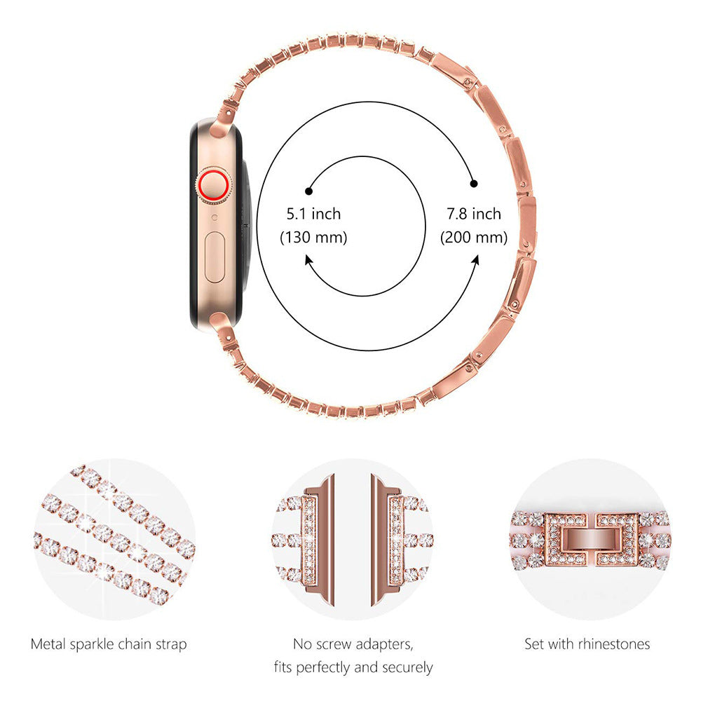 Luxury Rhinestone Metal Apple Watch Band - Stylish and Durable iWatch Bracelet