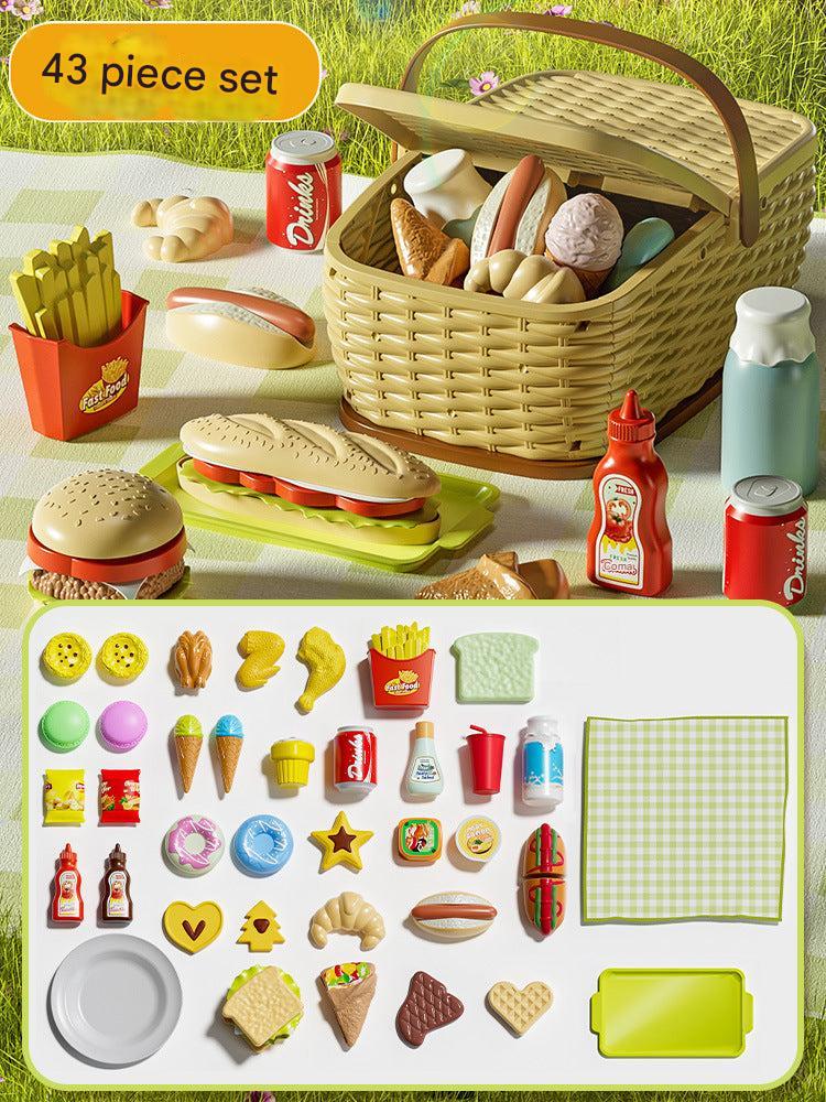 deluxe picnic toy set with realistic food models