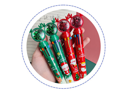 festive retractable multicolored pen with Christmas design