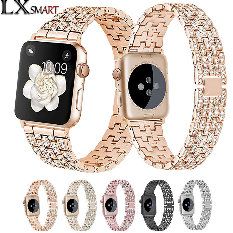 Luxury Diamond-Studded Metal Apple Watch Band - Compatible with All Models