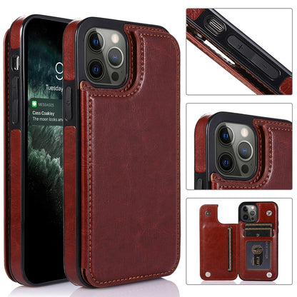 Premium TPU Wallet Case for iPhone 15 & 14 Series – Stylish, Shockproof, Multi-Card Holder