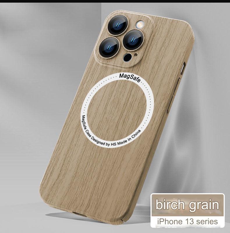 Wood Grain Magnetic iPhone Case for iPhone 15, 14, 13 & 12 - Shockproof, Anti-Fingerprint Protection