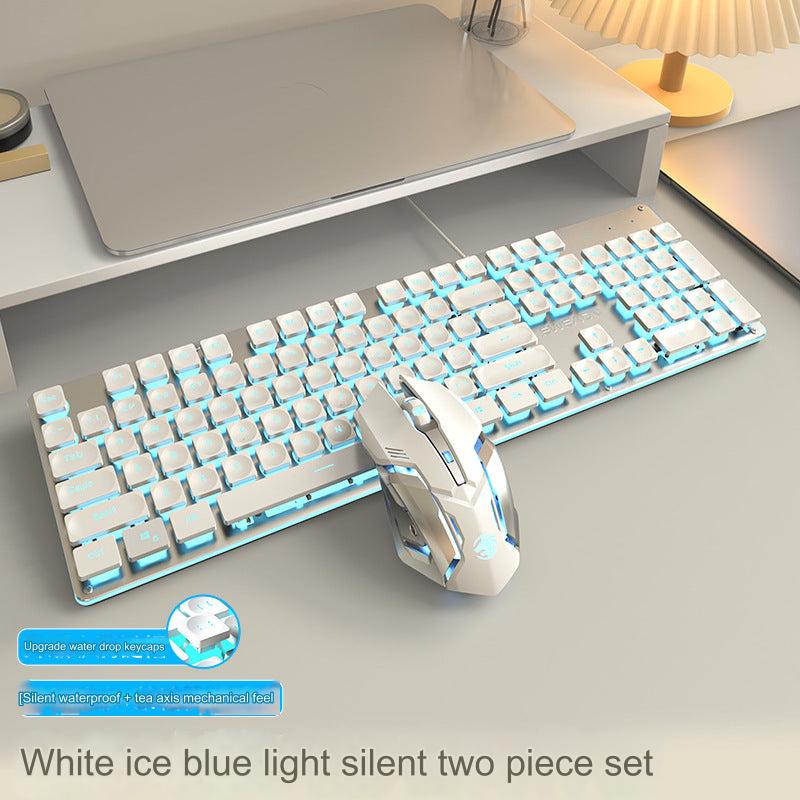 EWEADN GX710 Silent Mechanical Keyboard & Mouse Set - Wired Gaming & Office Combo with RGB Backlight