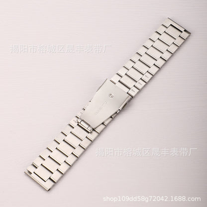 Stylish 3-Bead Stainless Steel Watch Band for Apple & Samsung Watches - Adjustable Sizes in Multiple Colors