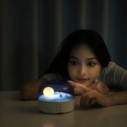 side view of bluetooth speaker night light in white