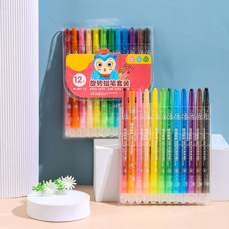 Colorful Rotating Crayon Set - Safe, Non-Toxic & Mess-Free for Kids - Ideal for Arts & Crafts Activities