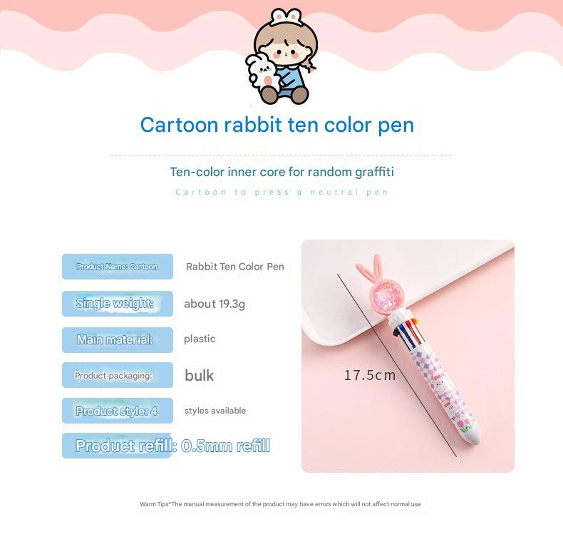 cartoon rabbit multi-color retractable pen front view