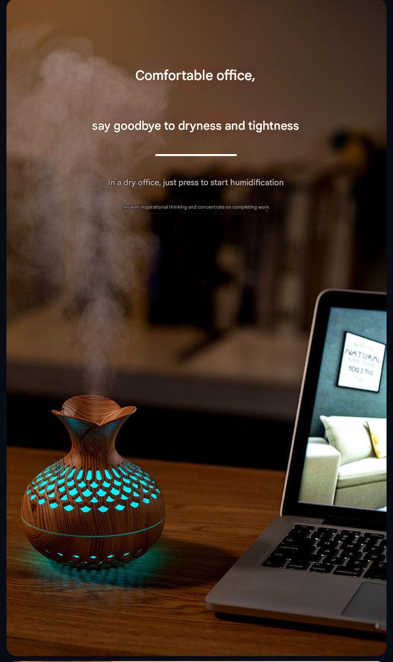 image 2: humidifier operating with visible mist