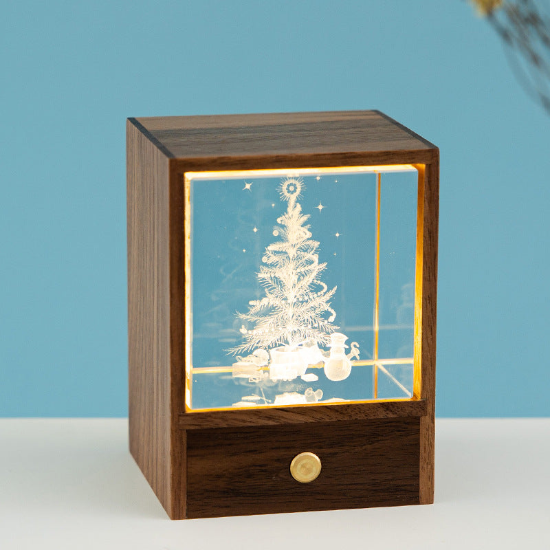 Wooden night light with astronaut decoration