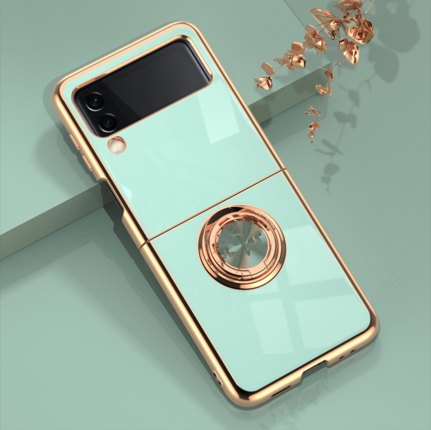 Samsung Galaxy Z Flip 6 Copper Plated Ring Stand Magnetic Phone Case - Shockproof & Fingerprint Resistant