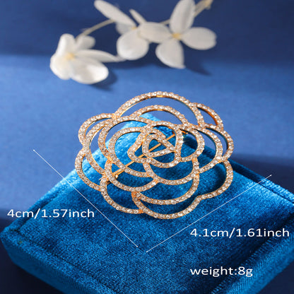 Elegant Alloy Flower Brooch with Rhinestones
