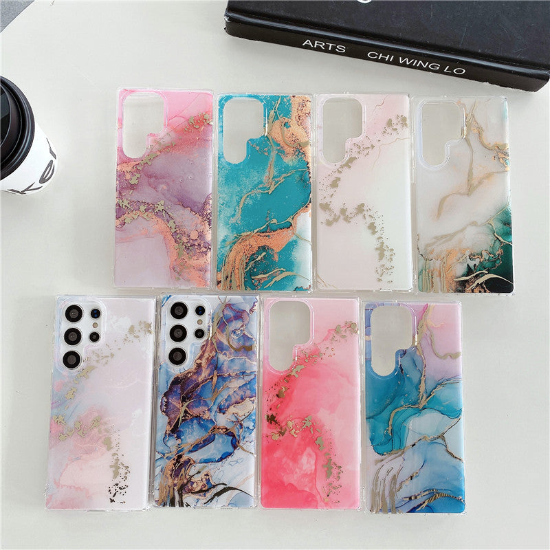 Stylish & Protective Marble Pattern Phone Case for Samsung S24 Ultra, S23, A54, S22 - Dual-Layer TPU+PC Design