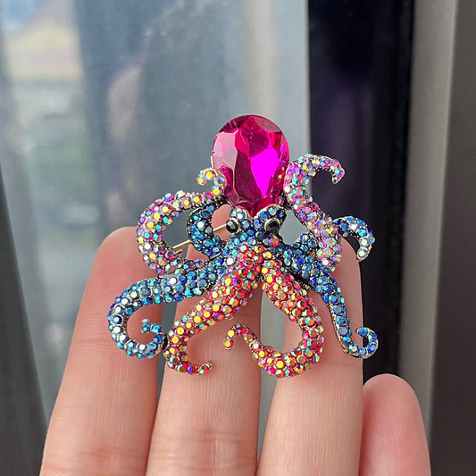 Unique alloy octopus brooch close-up