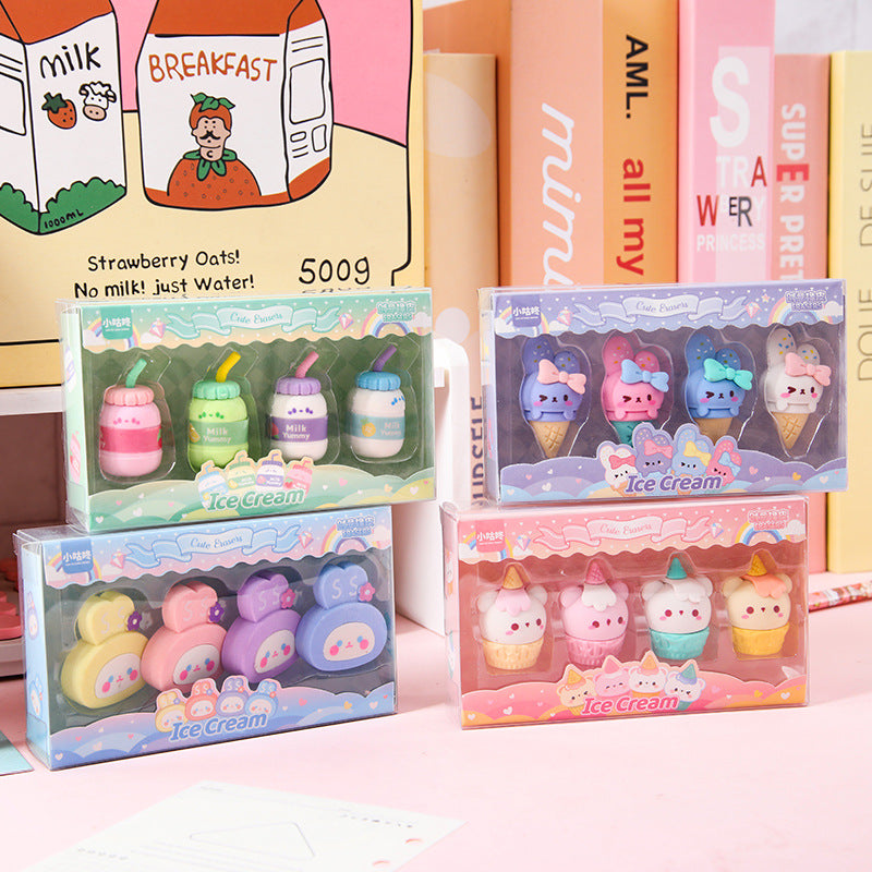 pack of bear and rabbit cartoon erasers