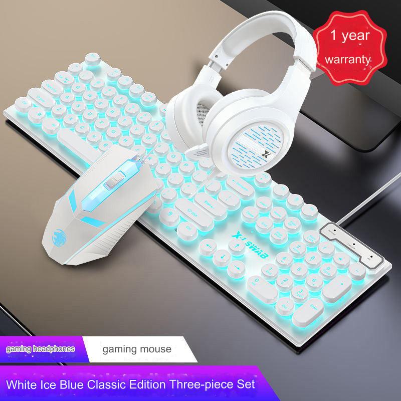 EWEADN GX330 Retro Punk Mechanical Gaming Keyboard & RGB Mouse Set - USB Wired, Ergonomic Design, 1600 DPI