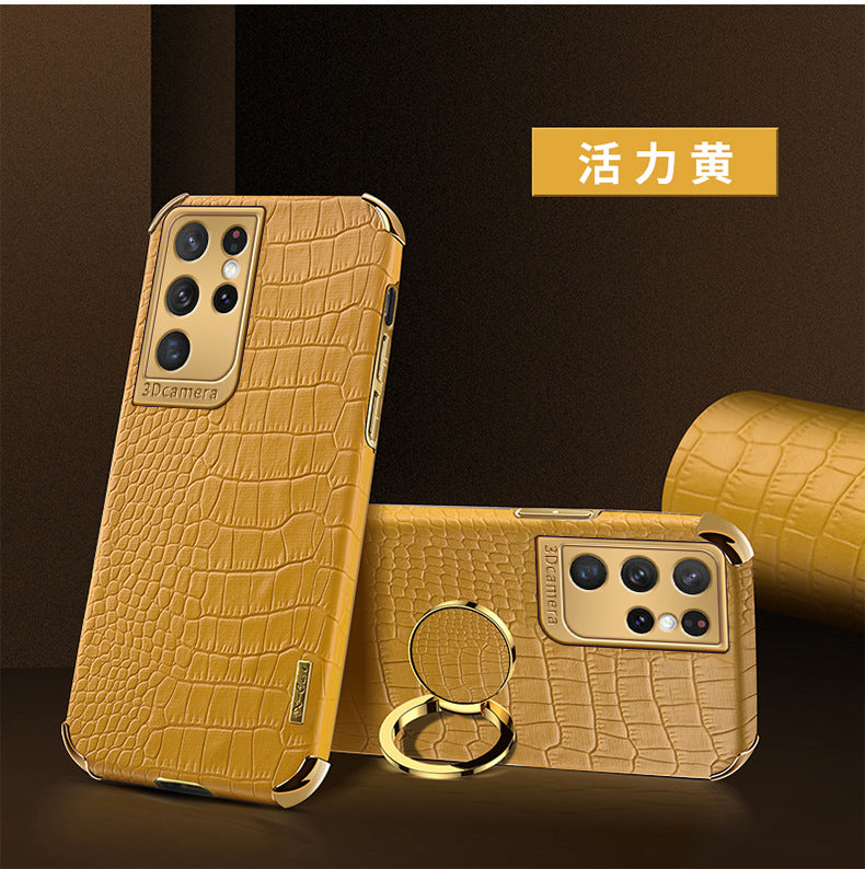 Premium Crocodile Leather Phone Case for Samsung S22 Ultra - Magnetic, Drop-Resistant & Stylish Design