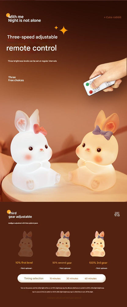 Cute bunny LED night light with child playing