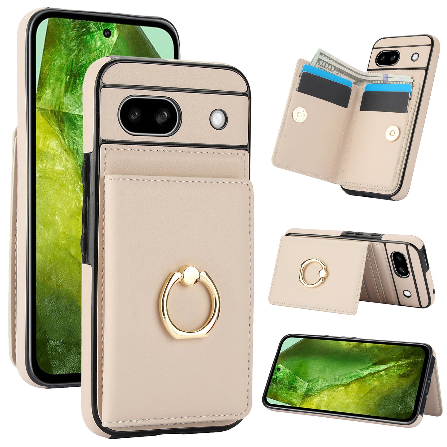 Stylish Google Pixel 9 Ring Case - Durable Wallet Stand Cover for Pixel 8 Pro, 8, 6A, 9 Pro XL - Shockproof Protection in Multiple Colors