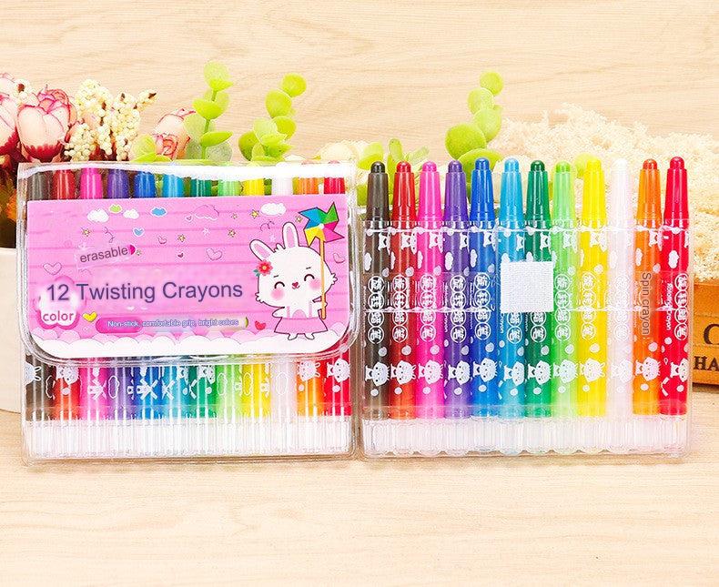 Colorful Rotating Crayon Set - Safe, Non-Toxic & Mess-Free for Kids - Ideal for Arts & Crafts Activities