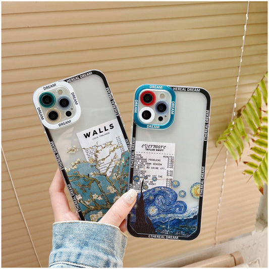 Stylish Vintage Oil Painting Galaxy iPhone Case - Compatible with iPhone 7 to iPhone 16 - Durable Silicone Protection