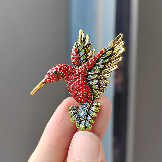 Stylish Hummingbird Brooch with Rhinestones 3