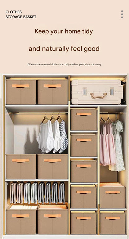 Beige storage bin stackable design