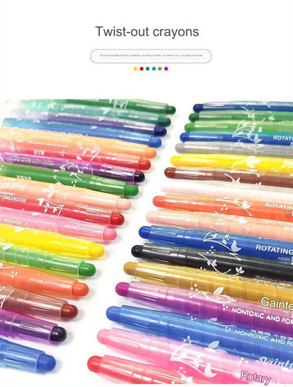 Colorful Rotating Crayon Set - Safe, Non-Toxic & Mess-Free for Kids - Ideal for Arts & Crafts Activities