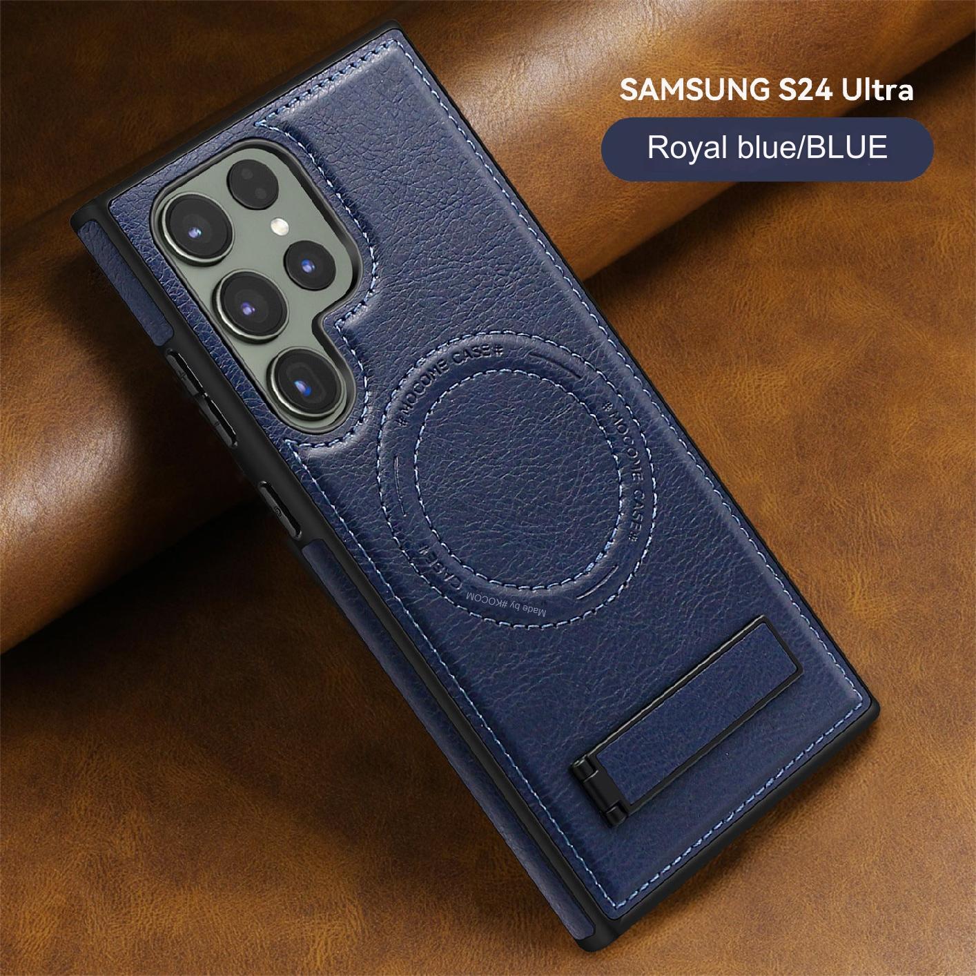 Premium Magnetic Leather Case for Samsung Galaxy S24 Series - Invisible Kickstand & Slim Protection