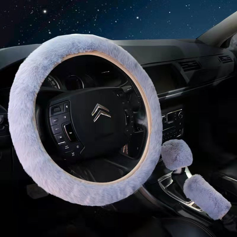 soft camel steering wheel cover in car interior