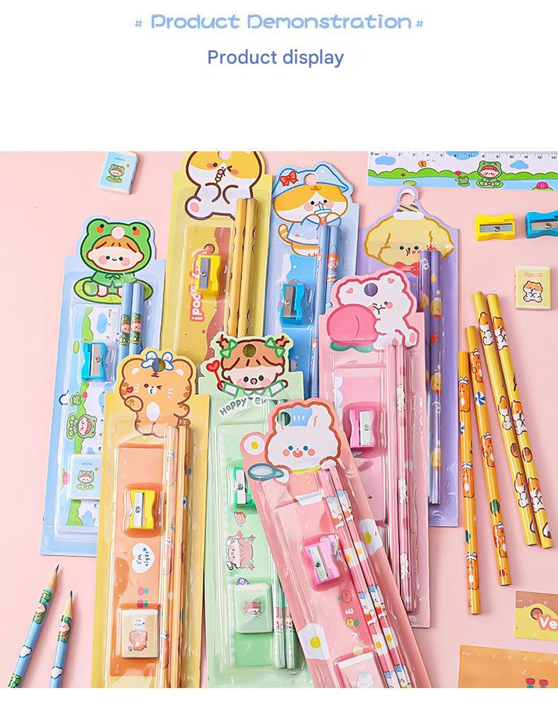 children's art supply kit with cartoons