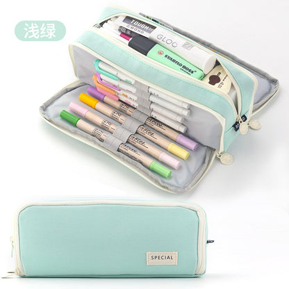 Angoo pencil case glacier blue on desk