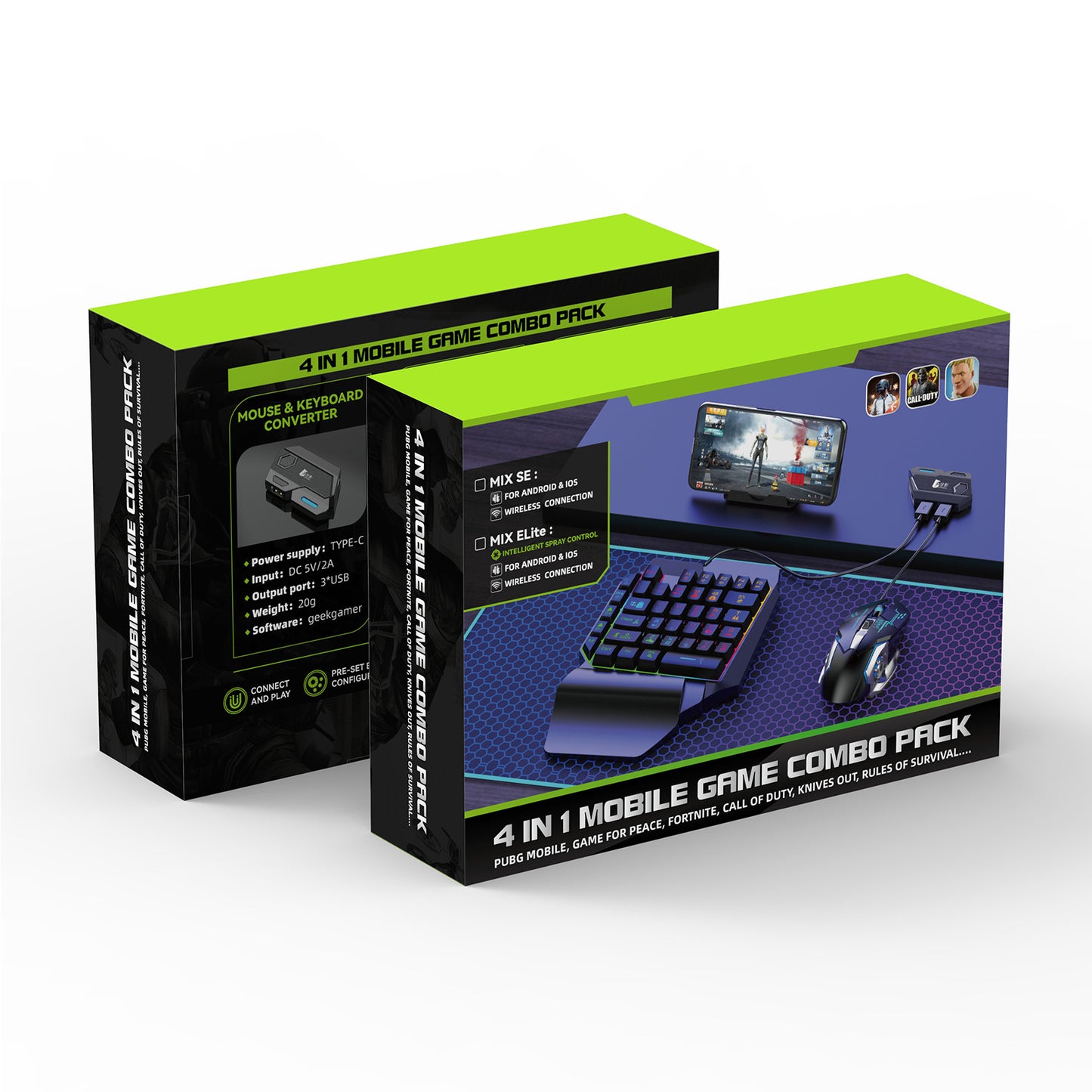 Gaming Elite: MixSE+ Keyboard & Mouse Adapter for Mobile Gaming - Bluetooth Enabled, Smart Gun Control