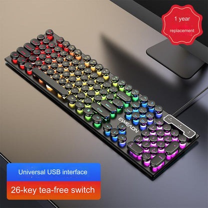 EWEADN GX330 Retro Punk Mechanical Gaming Keyboard & RGB Mouse Set - USB Wired, Ergonomic Design, 1600 DPI