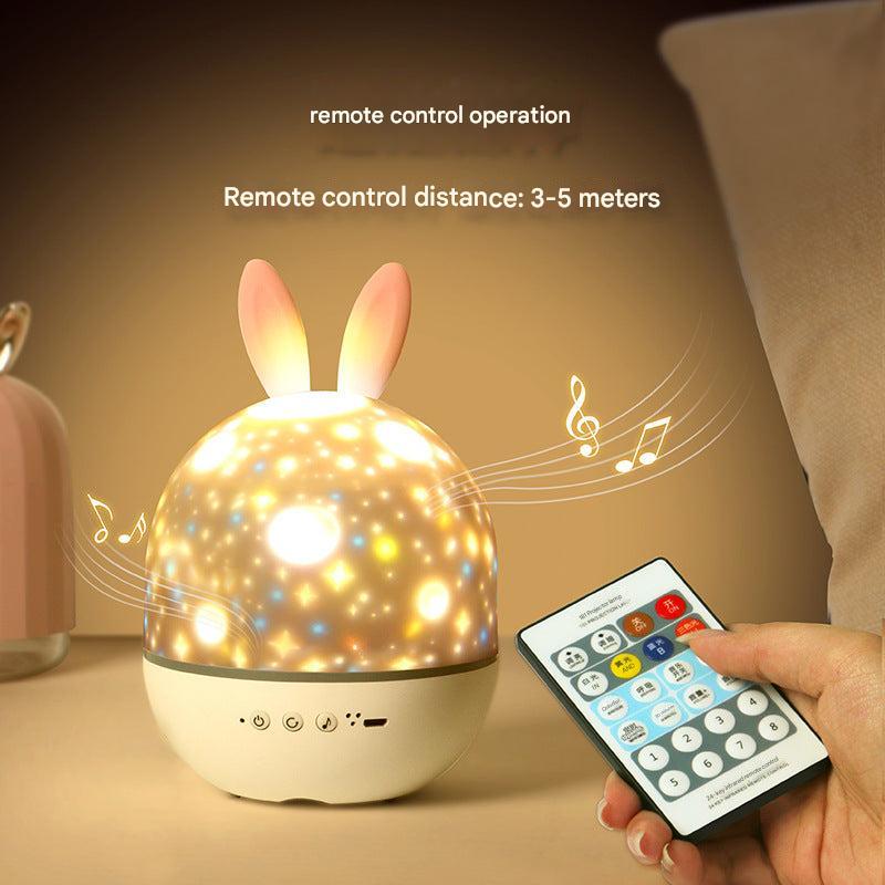 Adorable bunny star projector night light front view