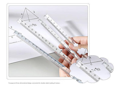 close-up of triangular ruler scale measurement