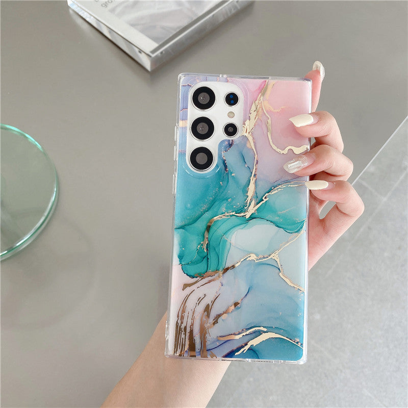 Stylish & Protective Marble Pattern Phone Case for Samsung S24 Ultra, S23, A54, S22 - Dual-Layer TPU+PC Design