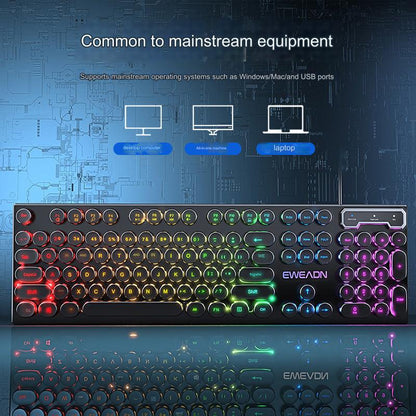 EWEADN GX330 Retro Punk Mechanical Gaming Keyboard & RGB Mouse Set - USB Wired, Ergonomic Design, 1600 DPI