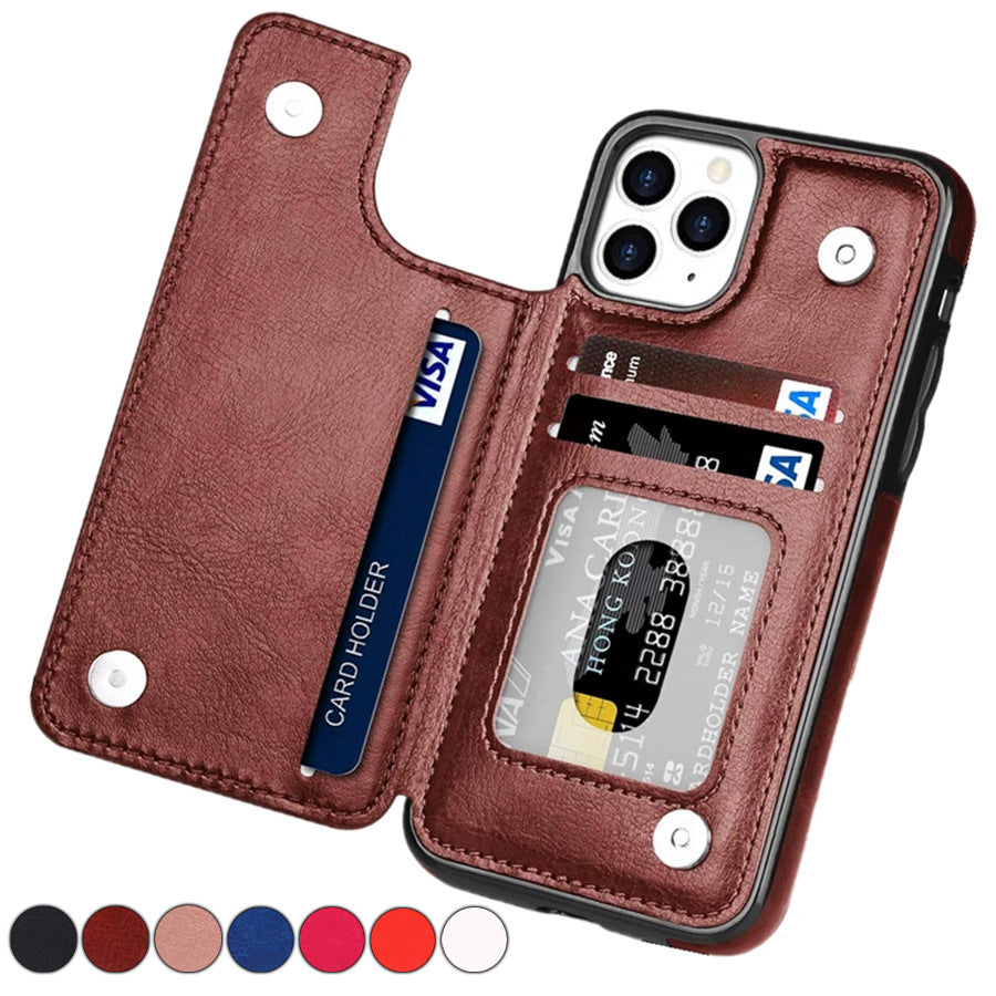 Premium TPU Wallet Case for iPhone 15 & 14 Series – Stylish, Shockproof, Multi-Card Holder