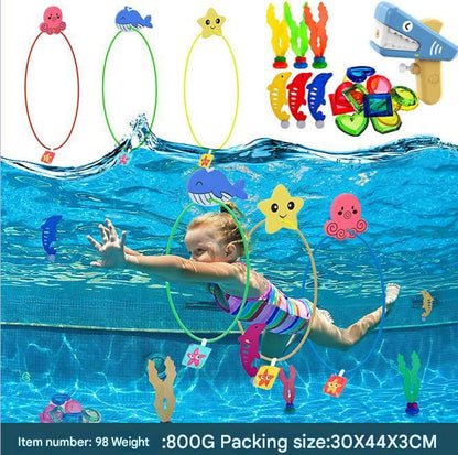 children playing with underwater toys