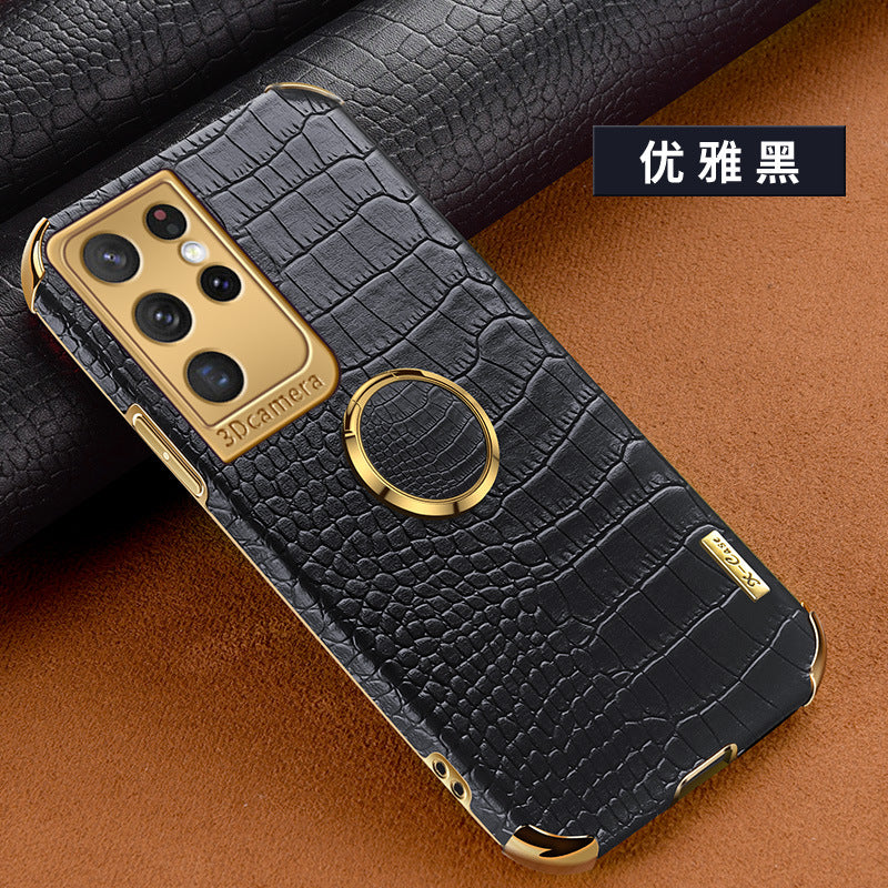 Premium Crocodile Leather Phone Case for Samsung S22 Ultra - Magnetic, Drop-Resistant & Stylish Design