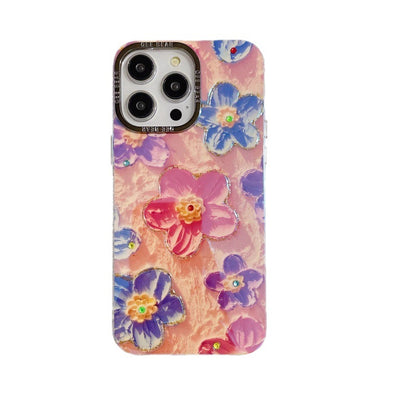 Vibrant 3D Resin Gem Rainbow Flower iPhone Case & Bracelet for iPhone 15/14/13 Series