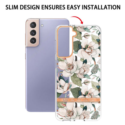 Stylish TPU + PC Protective Case for Samsung Galaxy S24 Series - Transparent Floral Design