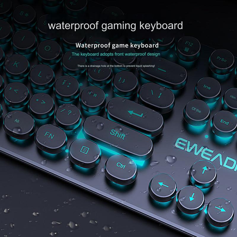 EWEADN GX330 Retro Punk Mechanical Gaming Keyboard & RGB Mouse Set - USB Wired, Ergonomic Design, 1600 DPI